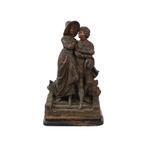 Terracotta Sculptuur Jong Koppel Antiek Romantisch Beeld 35c, Verzamelen, Beelden en Beeldjes, Ophalen of Verzenden, Gebruikt