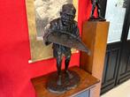 Groot Japans bronzen beeld Boer met rieten zeef Meiji 73cm, Antiek en Kunst, Kunst | Beelden en Houtsnijwerken, Ophalen of Verzenden