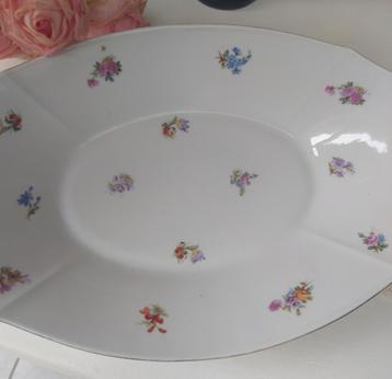 Brocante serveerschaal kleine bloemetjes beschikbaar voor biedingen