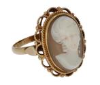 Fraaie 14k gouden vintage ring met schelp camee portret dame