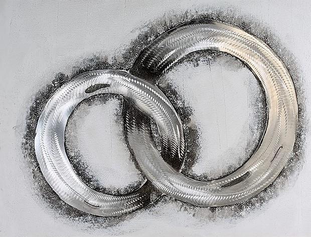 Schilderij: Ringen - Vogel - Vlinder - Fietsers enz., Antiek en Kunst, Kunst | Schilderijen | Modern, Ophalen of Verzenden