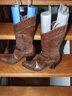 Dick Boons vintage stoere bruine leren laarzen op hak 38, Hoge laarzen, Bruin, Ophalen of Verzenden, Dick Boons