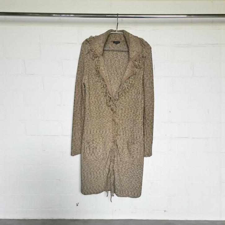 Caroline Biss Vest Maat 40 Beige Bruin Gebreid Franjes Lang, Kleding | Dames, Truien en Vesten, Zo goed als nieuw, Maat 38/40 (M)