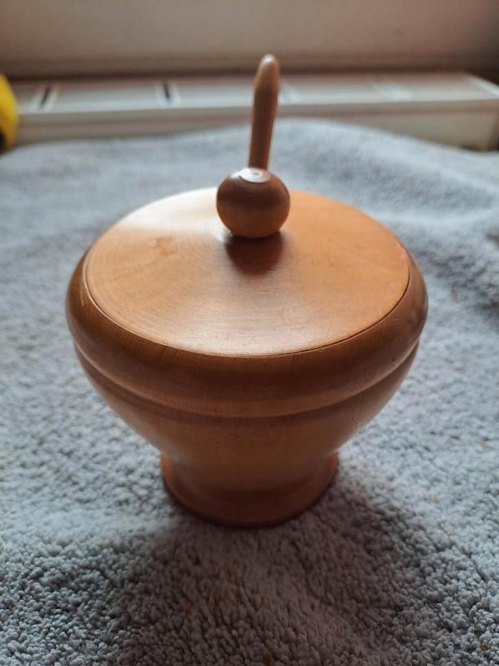 Houten suikerpot met schepje, Antiek en Kunst, Antiek | Schalen, Ophalen of Verzenden