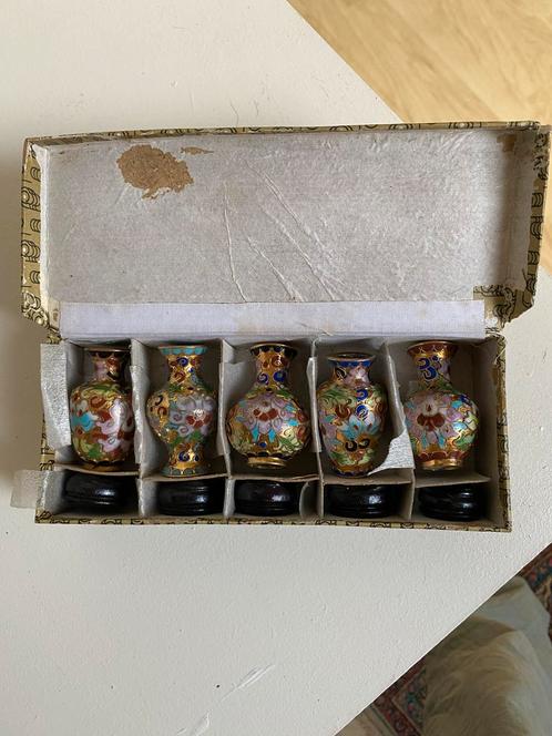 Cloisonné Vaasjes - Set van 5, Antiek en Kunst, Antiek | Vazen, Ophalen of Verzenden