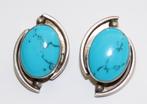 Antieke zilveren oorbellen met turquoise edelsteen, Gebruikt, Verzenden, Met edelsteen, Knopjes of Stekers