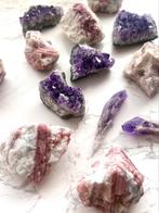 Ruwe Amethyst & roze toermalijn in kwarts, Verzamelen, Mineralen en Fossielen, Ophalen of Verzenden, Mineraal