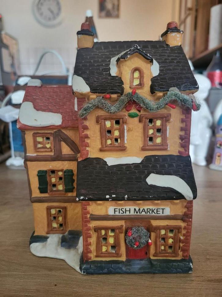 Kersthuisje vismarkt, Diversen, Kerst, Gebruikt, Ophalen of Verzenden