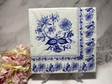 Ambiente knutsel servetten Delfts blauw rand bloemen 712   beschikbaar voor biedingen