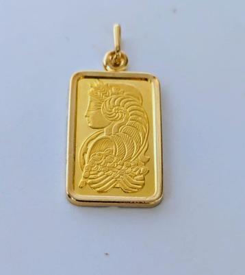 Gouden Hanger baartje met 5g PAMP Suisse Goudbaar 24K 99,99 beschikbaar voor biedingen