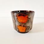 vintage bloempot oranje bruine retro keramieke pot jaren 70, Ophalen of Verzenden, Huis en Inrichting