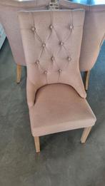 6 eetkamerstoelen beige landelijk, Ophalen, Gebruikt, Bruin, Landelijk