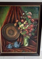 Klassiek schilderij olieverf bloemstilleven, Antiek en Kunst, Ophalen of Verzenden