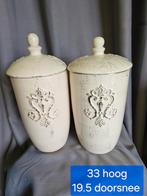 2 Landelijke Potten/Vazen - Prachtig!, Porselein of Keramiek, Schaal, Rond, Ophalen of Verzenden
