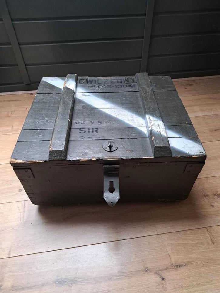Munitiekist, Huis en Inrichting, Woonaccessoires | Paraplubakken, Zo goed als nieuw, Hout, Ophalen