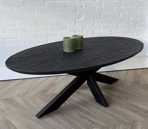 Magazijn Leegverkoop Salontafel ovaal zwart mangohout matrix, Huis en Inrichting, Tafels | Salontafels, Nieuw, Minder dan 50 cm