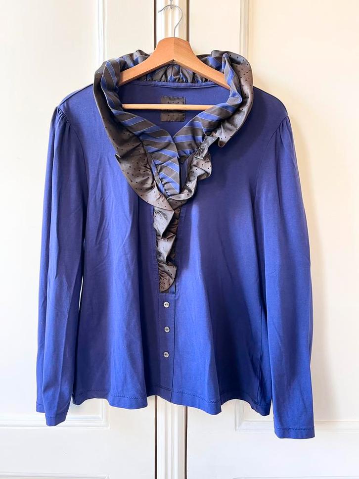 Uno Due top met mooie kraag blauw/paars, maat 44, Kleding | Dames, Tops, Zo goed als nieuw, Maat 42/44 (L), Paars, Lange mouw