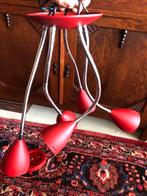 Vijfarmige Rode Plafondlamp met Buigarmen, Huis en Inrichting, Lampen | Hanglampen, Ophalen of Verzenden, Gebruikt, Metaal, Minder dan 50 cm