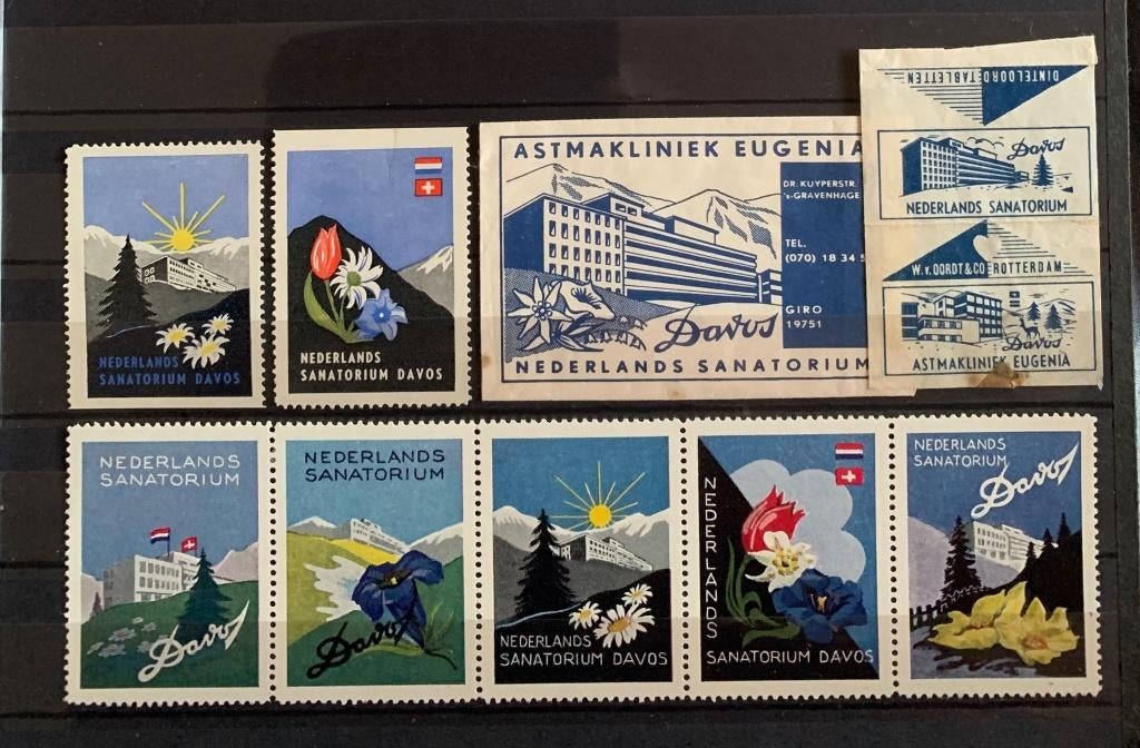 Sluitzegels Astma NL Sanatorium in Davos, Postzegels en Munten, Ophalen of Verzenden, Na 1940, Gestempeld