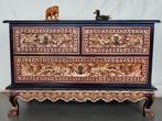 Indonesische ‘schatkisten’ (ladekastje) met bloemdecoratie, Ophalen, Gebruikt, Teakhout, 3 of 4 laden