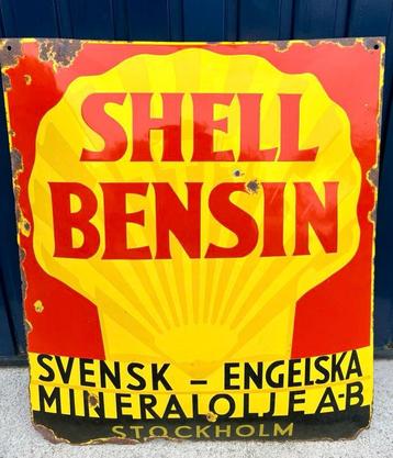 Emaille relcamebord Shell Stockholm ca 1920 beschikbaar voor biedingen