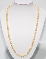Schitterend Frans 18-KT Goud Golden Akoya Parelketting 66 CM, Verzenden, Goud, Ketting, Met edelsteen