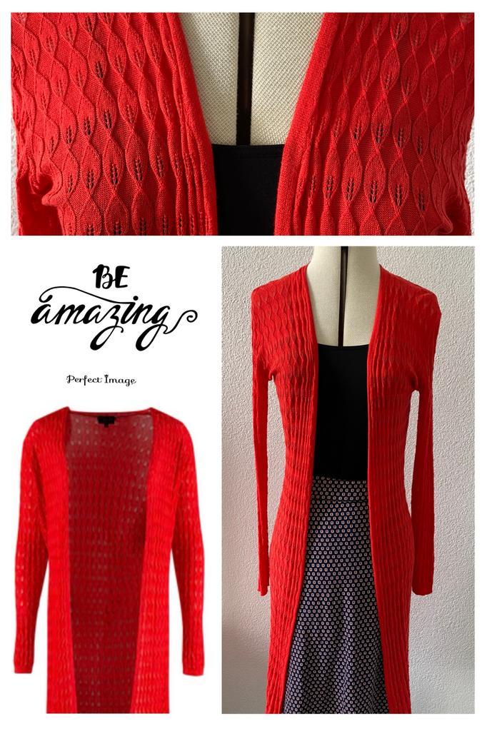 ZILCH retro long cardigan 232 Lipstick red-S️️🌺NIEUW, Kleding | Dames, Truien en Vesten, Nieuw, Maat 36 (S), Rood, Ophalen of Verzenden