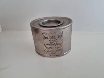Antiek vintage silverplated English breakfast tea blikje beschikbaar voor biedingen