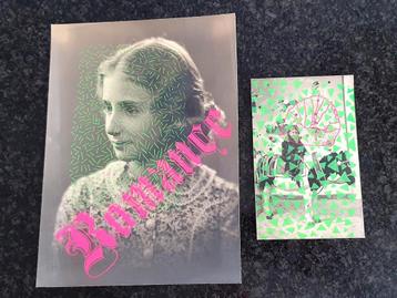 Oude kunstfoto's, neon, kunstwerk, foto, bewerkt. beschikbaar voor biedingen
