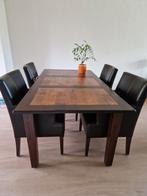 Eettafel met 4 stoelen. Koloniale stijl., Huis en Inrichting, Ophalen, Gebruikt, 50 tot 100 cm, 150 tot 200 cm