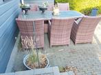 Wicker tuinset stoel tafel degelijk webbing rotan, Ophalen, Gebruikt, Kunststof