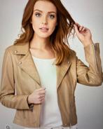 Repeat Luxury: leren biker dames jas, Kleding | Dames, Jassen | Zomer, Ophalen of Verzenden, Nieuw, Maat 42/44 (L), Beige
