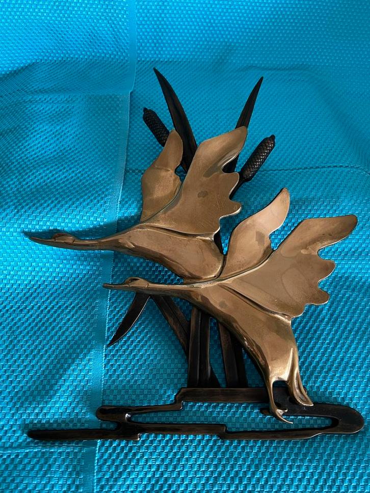 Retro Koperen Zwanen Wanddecoratie, Verzamelen, Retro, Ophalen of Verzenden