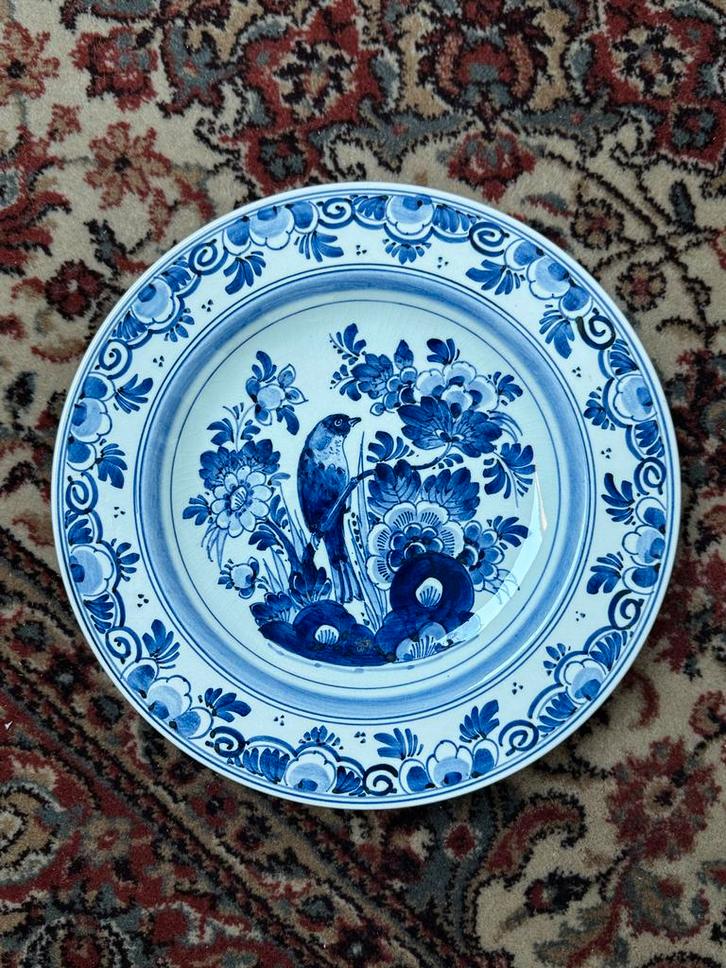 Delfts Blauw Bord met Vogel, Antiek en Kunst, Antiek | Wandborden en Tegels, Ophalen of Verzenden