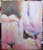 Abstract Schilderij Roze Tulpen , Acrylverf op doek, Ophalen
