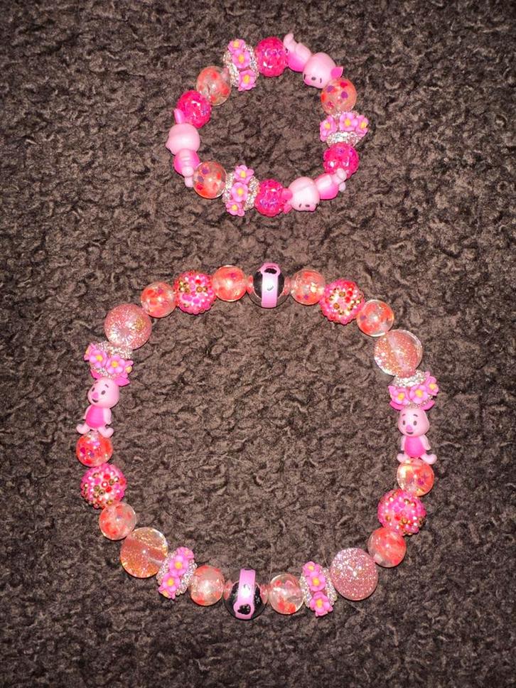 Kralen Ketting & Armband - Disney Knorretje, Sieraden, Tassen en Uiterlijk, Armbanden, Nieuw, Kunststof of Plastic, Roze, Met bedels of kralen