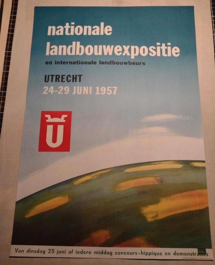 Nationale Landbouwtentoonstelling Utrecht 1957, Verzamelen, Posters, Gebruikt, Reclame, A1 t/m A3, Rechthoekig Staand, Ophalen of Verzenden