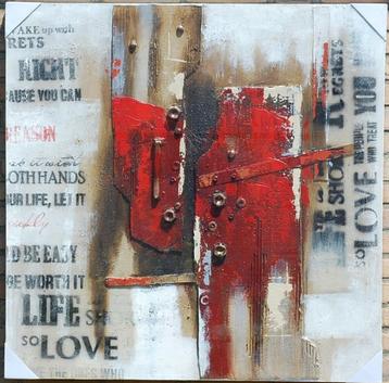 Nieuw: Groot canvas schilderij abstract love life 100x100 cm beschikbaar voor biedingen