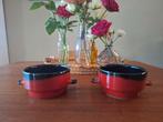 Wako West Germany Lava Soepkommen Rood/Zwart Vintage, Huis en Inrichting, Gebruikt, Keramiek, Ophalen of Verzenden, Kom(men)