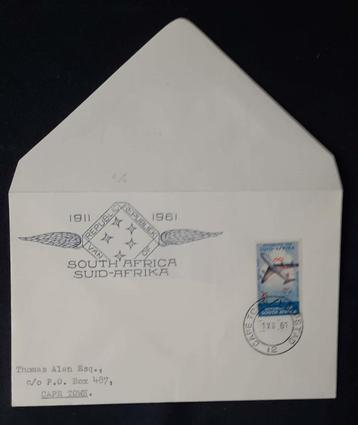 Zuid Afrika - 1961 Envelop t.g.v. 1e Luchtpostzegel Republie