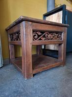 Hedi Meubelen 60x60x59  bijzettafel massief hout, Ophalen, Herbruikbaar hout, Gebruikt, Vierkant