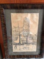 Oude tekening van de Grote Kerk in Dordrecht, Antiek en Kunst, Ophalen