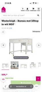 Bureau CosmoLiving by Cosmopolitan Westerleigh Lift MDF WIT, Huis en Inrichting, Ophalen, Eenpersoons, Zo goed als nieuw, 90 cm