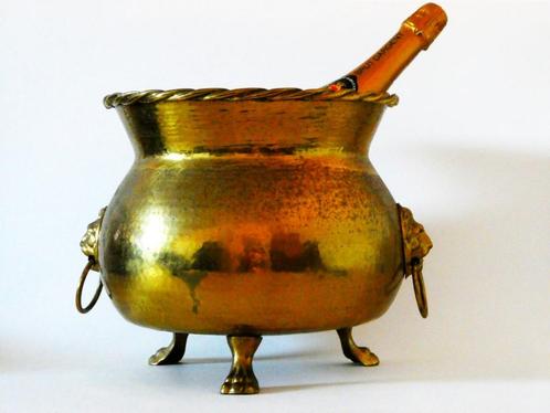 Geelkoperen wijnkoeler champagnekoeler aker ketel leeuwenkop, Antiek en Kunst, Antiek | Koper en Brons, Ophalen of Verzenden