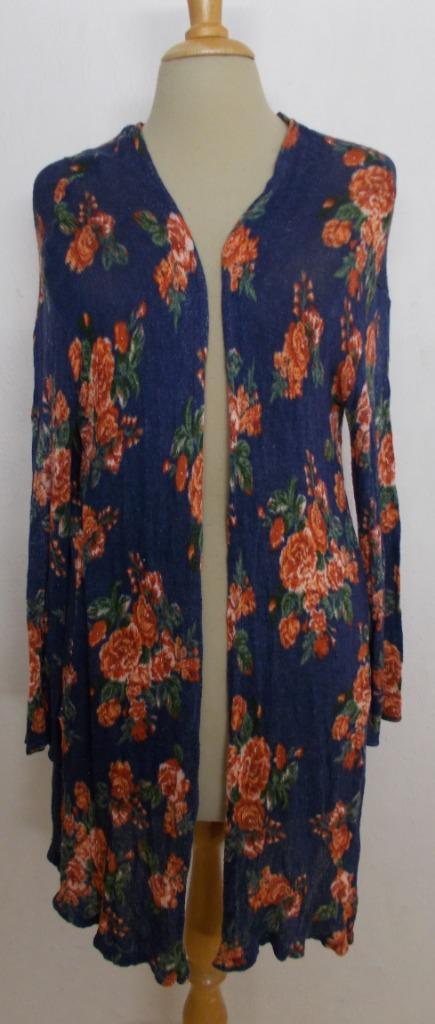 Leuk donkerblauw bloemen print vest/top! XL, Kleding | Dames, Tops, Zo goed als nieuw, Maat 46/48 (XL) of groter, Blauw, Lange mouw