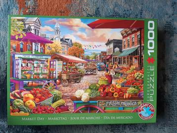 Puzzel,  Marktdag. Apart gevormde puzzelstukjes.  1000 stkj beschikbaar voor biedingen