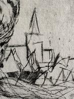 Jef Diederen, ets, kerktoren, Ophalen of Verzenden