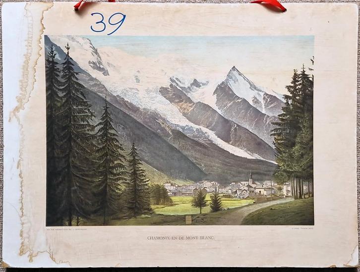 Chamonix en de Mont Blanc, Antiek en Kunst, Antiek | Schoolplaten, Geschiedenis, Ophalen