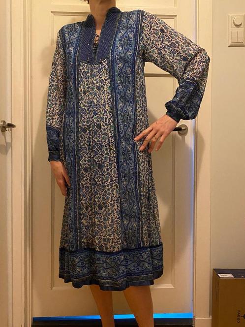 Schitterende vintage gauze jurk India katoen, Kleding | Dames, Jurken, Gedragen, Maat 38/40 (M), Blauw, Onder de knie, Ophalen of Verzenden