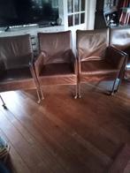 6 Leren Eethoekstoelen met wielen, Ophalen, Gebruikt, Vijf, Zes of meer stoelen
